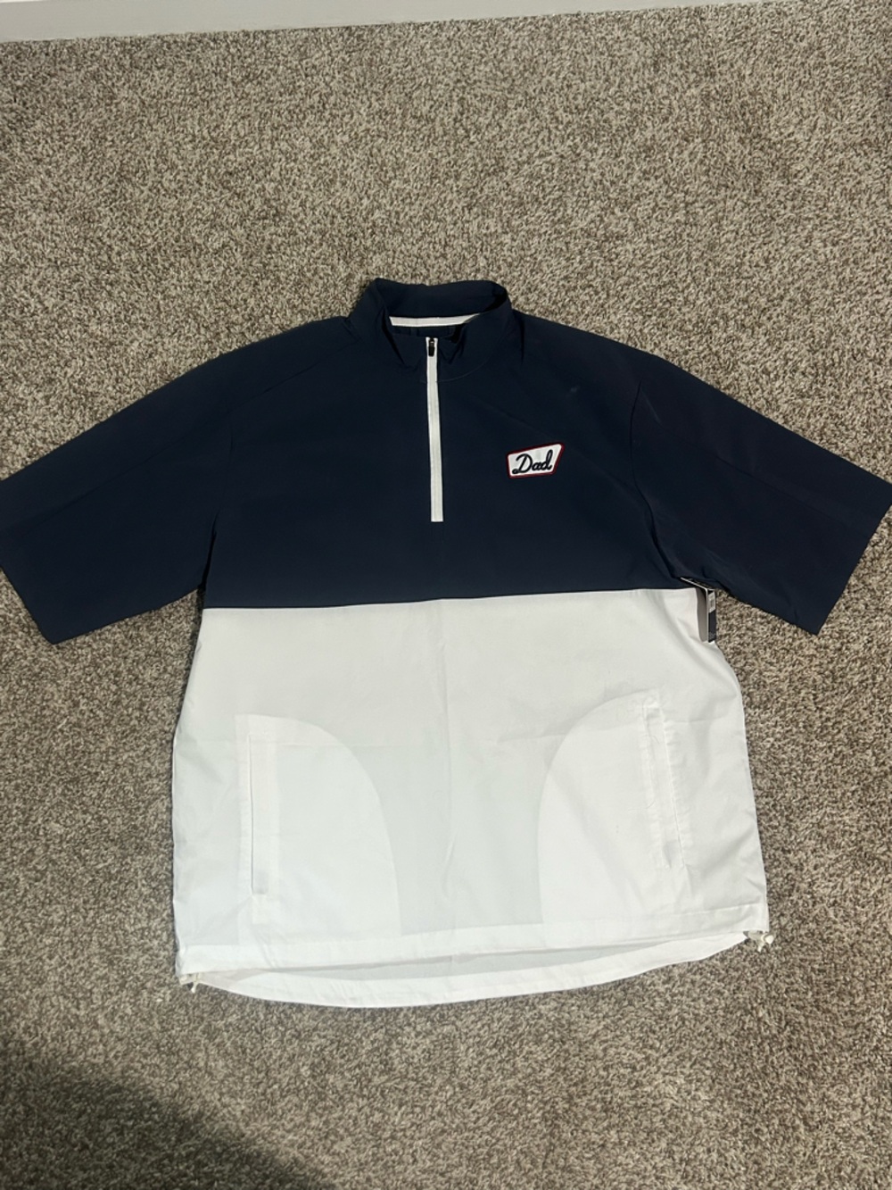 BARSTOOL Golf 1/4 Zip DAD Pullover Short Sleeve Windbreaker Navy/White XL NWT